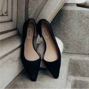 Elizabeth Damrich Gigi Pointed Toe D'orsay Dress Flats size 7 black with box